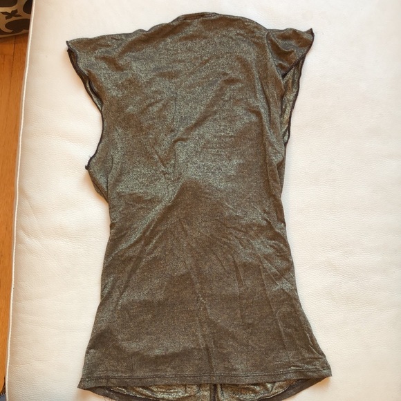 Shine New York gold metallic ruched shirt w/ wood - Picture 6 of 7